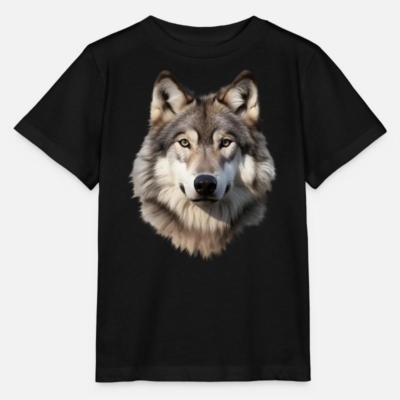 Wolf (weiß/grau) - Stanley/Stella Kinder T-Shirt MINI CREATOR  - Schwarz