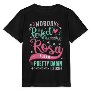 Rosa Name – Nobody is perfect - Name Day Gift - Stanley/Stella MINI CREATOR Kids’ T-Shirt - black - Front - Mikhail (115cm)
