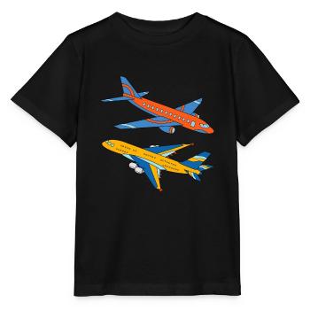 Large aircraft - Stanley/Stella MINI CREATOR Kids’ T-Shirt - black - Front - Mikhail (115cm)