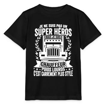 Cadeau Chauffeur Routier Camion Humour Camionneur - T-shirt bio MINI CREATOR Stanley/Stella Enfant - noir - Devant - Mikhail (115cm)