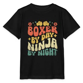 Boxeur le jour Ninja la nuit Boxer Sports Gym - T-shirt bio MINI CREATOR Stanley/Stella Enfant - noir - Devant - Mikhail (115cm)