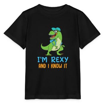 Chez Rexy et je le sais - T-Rex cool - T-shirt bio MINI CREATOR Stanley/Stella Enfant - noir - Devant - Mikhail (115cm)