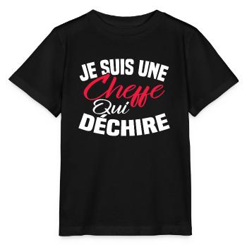 Je suis un cheffe qui déchire - T-shirt bio MINI CREATOR Stanley/Stella Enfant - noir - Devant - Mikhail (115cm)