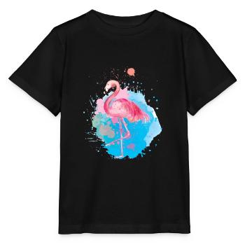Flamant rose rose - T-shirt bio MINI CREATOR Stanley/Stella Enfant - noir - Devant - Mikhail (115cm)