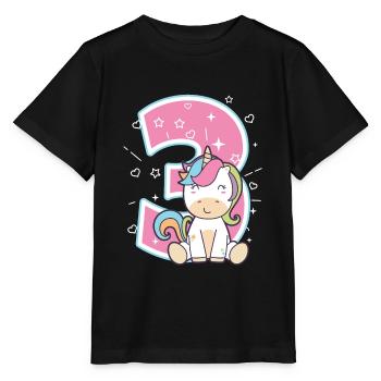 Third Birthday 3 Year Gift Unicorn - Stanley/Stella MINI CREATOR Kids’ T-Shirt - black - Front - Mikhail (115cm)