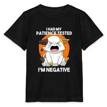 J’ai eu ma patience testée Je suis négatif chat - T-shirt bio MINI CREATOR Stanley/Stella Enfant - noir - Devant - Mikhail (115cm)