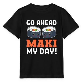 Maki - Pun Gourmet - T-shirt bio MINI CREATOR Stanley/Stella Enfant - noir - Devant - Mikhail (115cm)