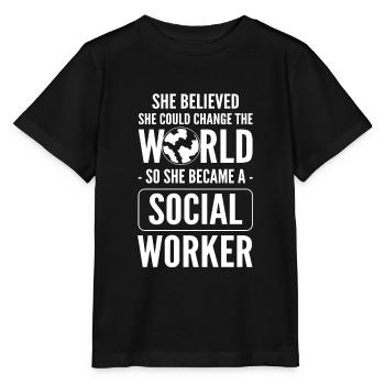Lustiges Sozialarbeiter Design - Stanley/Stella Kinder T-Shirt MINI CREATOR  - Schwarz - Vorne - Mikhail (115cm)