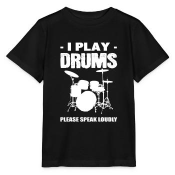 Je joue de la batterie - T-shirt bio MINI CREATOR Stanley/Stella Enfant - noir - Devant - Mikhail (115cm)