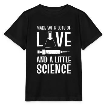 Made With Lots Of Love And A Little Science - Stanley/Stella Kinder T-Shirt MINI CREATOR  - Schwarz - Vorne - Mikhail (115cm)