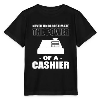 Never Underestimate The Power Of Cashier Kassierer - Stanley/Stella Kinder T-Shirt MINI CREATOR  - Schwarz - Vorne - Mikhail (115cm)