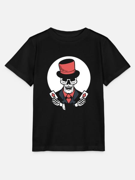 Skelett -Pokerkarten Zauberer - Stanley/Stella Kinder T-Shirt MINI CREATOR - Schwarz