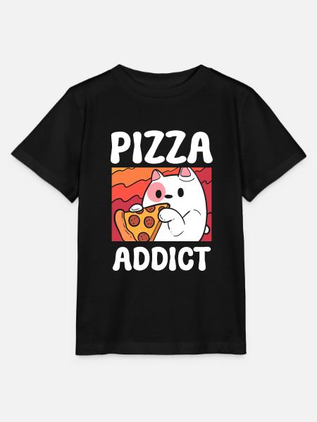 Pizza Addict Katzenmama - Stanley/Stella Kinder T-Shirt MINI CREATOR - Schwarz