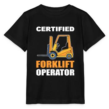 Certified Forklift Operator Gabelstaplerfahrer - Stanley/Stella Kinder T-Shirt MINI CREATOR  - Schwarz - Vorne - Mikhail (115cm)
