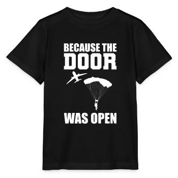 Because The Door Was Open Fallschirmspringer - Stanley/Stella Kinder T-Shirt MINI CREATOR  - Schwarz - Vorne - Mikhail (115cm)