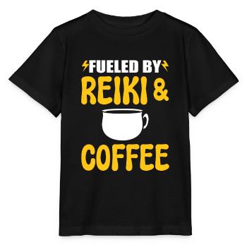 Reiki und Kaffee Kaffeeliebhaber - Stanley/Stella Kinder T-Shirt MINI CREATOR  - Schwarz - Vorne - Mikhail (115cm)