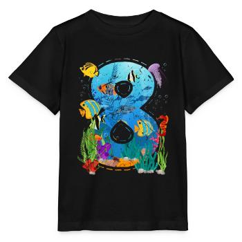 8th Birthday Young Ocean Fish 8 years old - Stanley/Stella MINI CREATOR Kids’ T-Shirt - black - Front - Mikhail (115cm)