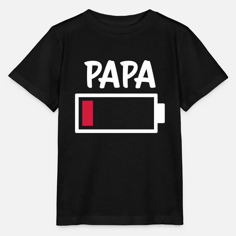 Papa - batterie vide - T-shirt bio MINI CREATOR Stanley/Stella Enfant - noir