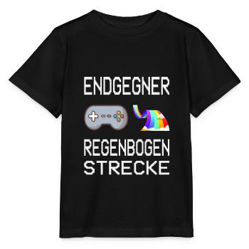 Endgegner Regenbogenstrecke Mario Kart Gaming - Stanley/Stella Kinder T-Shirt MINI CREATOR  - Schwarz - Vorne - Mikhail (115cm)