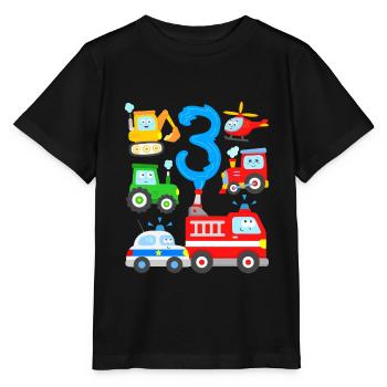 Enfants 3 ans Voitures Véhicules Pompiers Police - T-shirt bio MINI CREATOR Stanley/Stella Enfant - noir - Devant - Mikhail (115cm)