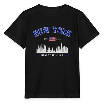 Horizon de New York Est 1624 - T-shirt bio MINI CREATOR Stanley/Stella Enfant - noir - Devant - Mikhail (115cm)