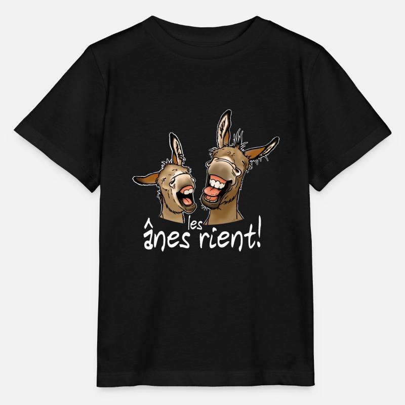 Les ânes rient (texte blanc) - T-shirt bio MINI CREATOR Stanley/Stella Enfant - noir