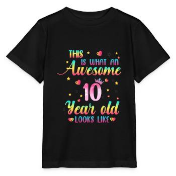 10th Birthday Girl, 10Th Year Old Girl Gift - Stanley/Stella MINI CREATOR Kids’ T-Shirt - black - Front - Mikhail (115cm)