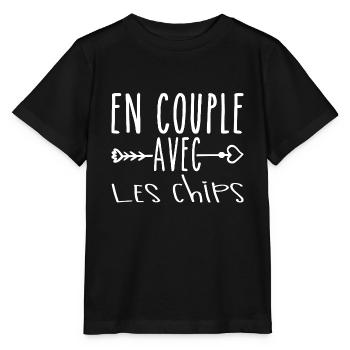 Couples with Chips, Crisps Fans Gift - Stanley/Stella MINI CREATOR Kids’ T-Shirt - black - Front - Mikhail (115cm)