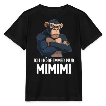 Singe Chimpanzé J’entends toujours Mimimi - T-shirt bio MINI CREATOR Stanley/Stella Enfant - noir - Devant - Mikhail (115cm)