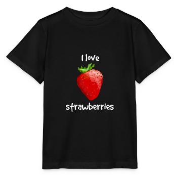 J'aime les fraises - T-shirt bio MINI CREATOR Stanley/Stella Enfant - noir - Devant - Mikhail (115cm)