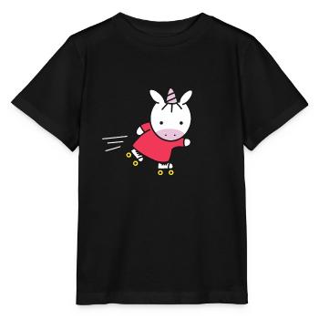 T-Shirt Einhorn Rollschuhe Geschenk Idee - Stanley/Stella Kinder T-Shirt MINI CREATOR  - Schwarz - Vorne - Mikhail (115cm)