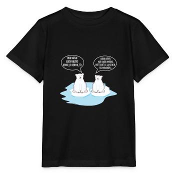 Climate Change Polar Bear Penguin Saying Melting - Stanley/Stella MINI CREATOR Kids’ T-Shirt - black - Front - Mikhail (115cm)