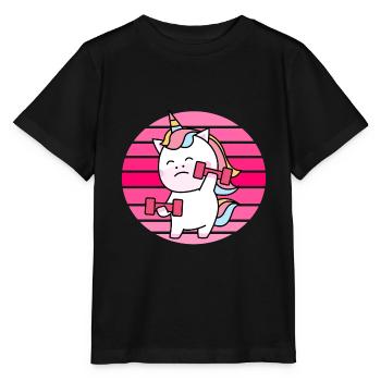 Muskel Einhorn Sonnenuntergang - Stanley/Stella Kinder T-Shirt MINI CREATOR  - Schwarz - Vorne - Mikhail (115cm)