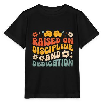 Raised On Discipline And Dedication Boxer Sports - Stanley/Stella MINI CREATOR Kids’ T-Shirt - black - Front - Mikhail (115cm)