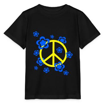 70er Jahre Blume Muster - Stanley/Stella Kinder T-Shirt MINI CREATOR  - Schwarz - Vorne - Mikhail (115cm)