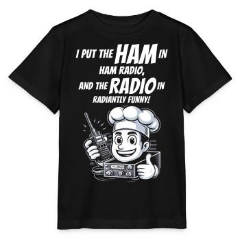 Strahlend lustiger Amateurfunker Koch - Stanley/Stella Kinder T-Shirt MINI CREATOR  - Schwarz - Vorne - Mikhail (115cm)