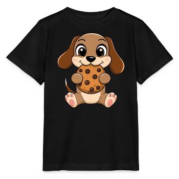 Cute Dachshund Cookie Cookie Cartoon Nibble Candy - Stanley/Stella MINI CREATOR Kids’ T-Shirt - black - Front - Mikhail (115cm)