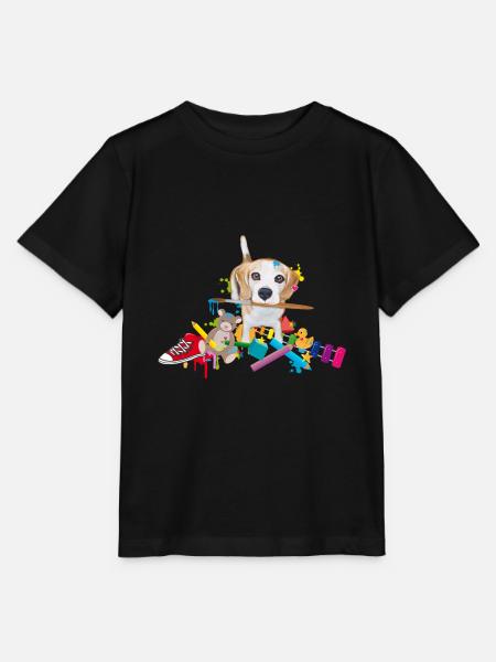 niedlicher Beagle mit Pinsel und Spielzeug - Stanley/Stella Kinder T-Shirt MINI CREATOR - Schwarz