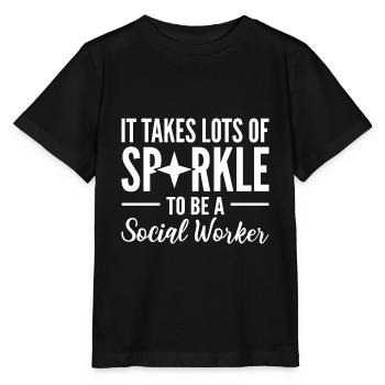 It Takes Lots Of Sparkle To Be A Social Worker - Stanley/Stella Kinder T-Shirt MINI CREATOR  - Schwarz - Vorne - Mikhail (115cm)