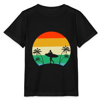 Surf Surf Surf Retro Palm Surfer - T-shirt bio MINI CREATOR Stanley/Stella Enfant - noir - Devant - Mikhail (115cm)