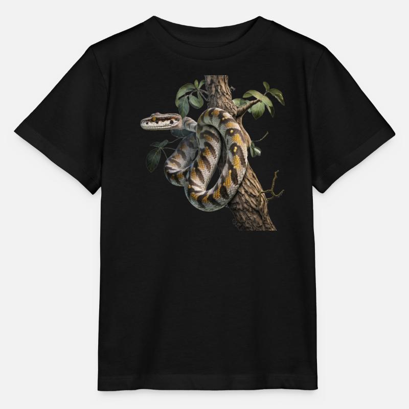 Python im Baum: Ein majestätisches Tier - Stanley/Stella Kinder T-Shirt MINI CREATOR  - Schwarz