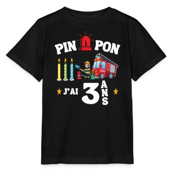 Cadeau Anniversaire 3 ans Pompier - T-shirt bio MINI CREATOR Stanley/Stella Enfant - noir - Devant - Mikhail (115cm)