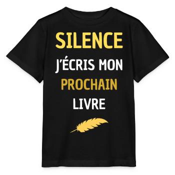 SILENCE J'ECRIS MON PROCHAIN LIVRE - T-shirt bio MINI CREATOR Stanley/Stella Enfant - noir - Devant - Mikhail (115cm)