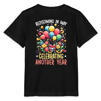 Happy Birthday, Celebrating Bday party, - Stanley/Stella MINI CREATOR Kids’ T-Shirt - black - Front - Mikhail (115cm)