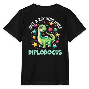 Dinosaur Lover Dino Diplodocus - Stanley/Stella MINI CREATOR Kids’ T-Shirt - black - Front - Mikhail (115cm)