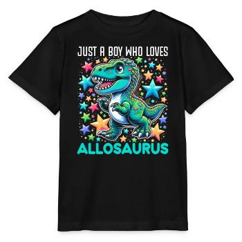 Dinosaurierliebhaber Dino Allosaurus - Stanley/Stella Kinder T-Shirt MINI CREATOR  - Schwarz - Vorne - Mikhail (115cm)