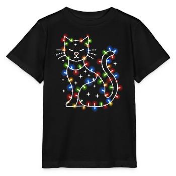Cat Christmas Holiday Time - Stanley/Stella MINI CREATOR Kids’ T-Shirt - black - Front - Mikhail (115cm)
