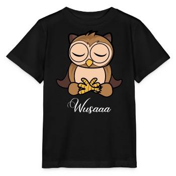 Auszeit Durchatmen Wusaaa Eule - Stanley/Stella Kinder T-Shirt MINI CREATOR  - Schwarz - Vorne - Mikhail (115cm)