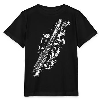 Flöte Zeichnung - Stanley/Stella Kinder T-Shirt MINI CREATOR  - Schwarz - Vorne - Mikhail (115cm)