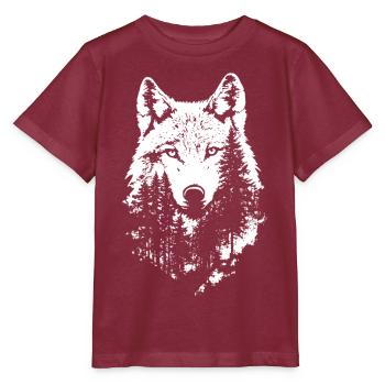 Silhouette de forêt de visage de loup - T-shirt bio MINI CREATOR Stanley/Stella Enfant - bordeaux - Devant - Kain (125cm)